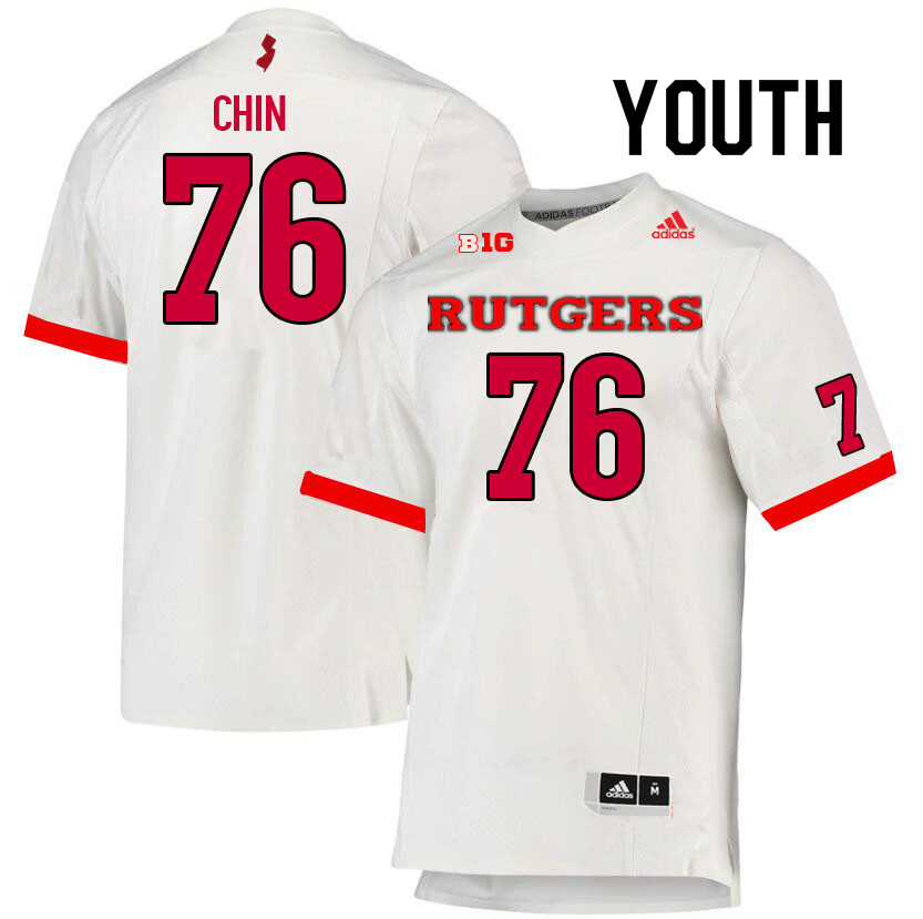 Youth #76 Dantae Chin Rutgers Scarlet Knights College Football Jerseys Sale-White - Click Image to Close